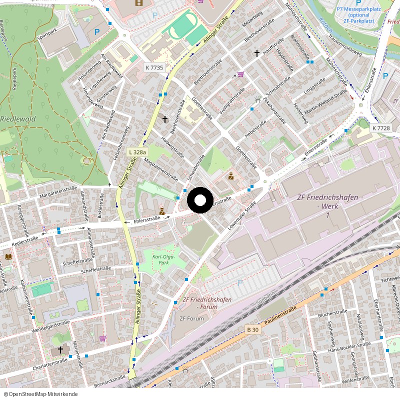 Kartenausschnitt: Ehlersstraße 19, Friedrichshafen